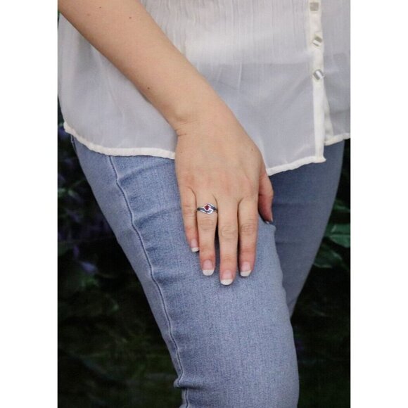 Sterling Silver Turquoise and Coral Heart Ring Size 7 1/2 - Picture 4 of 7